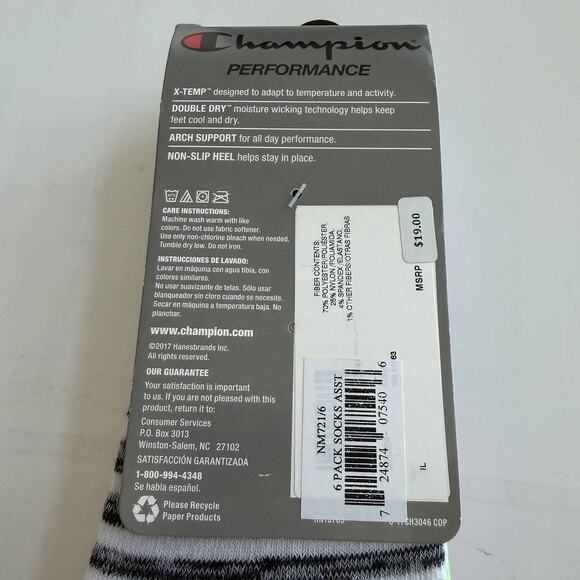 New CHAMPION (12 Pairs) Performance Liner Socks Women's Size 5-9 Striped - Picture 4 of 5